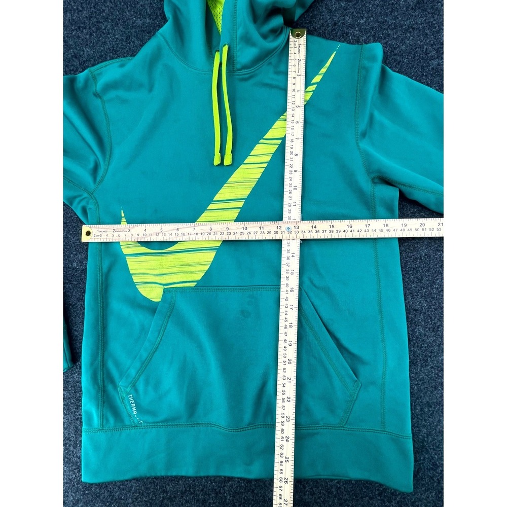 Nike Therma Fit Oversized Hoodie Mens Small Green Swoosh Logo Lined Athletic - Picture 11 of 12